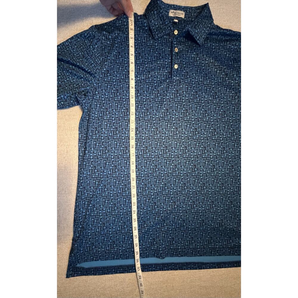 Peter Millar Polo Shirt Summer Comfort Mens Large Blue Graphic Print Golf Tee - Picture 9 of 10